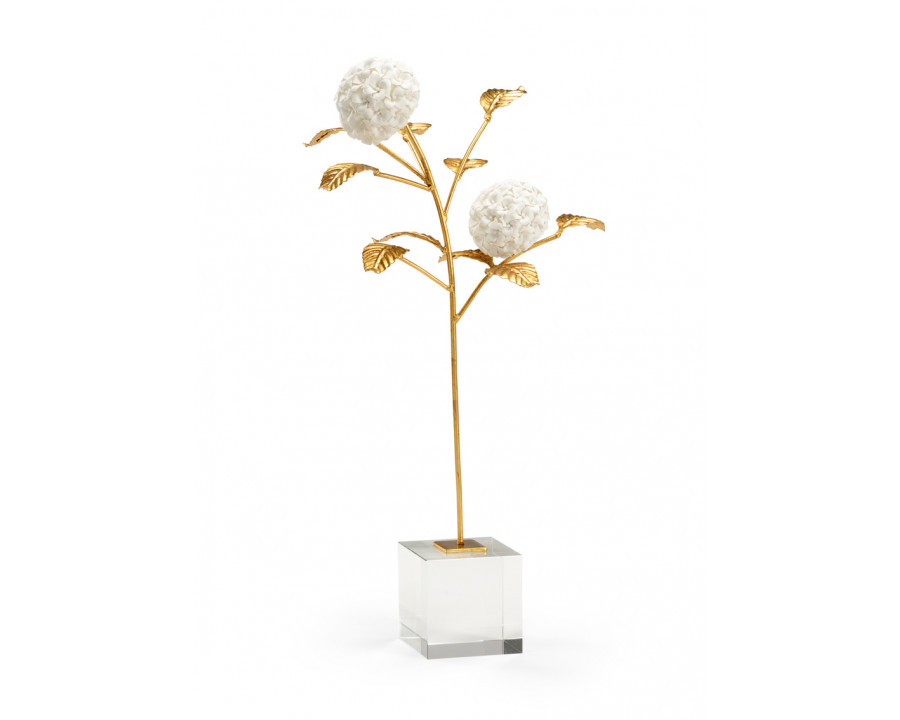 Chelsea House - Hydrangea In Stand in Antique Gold Leaf/White