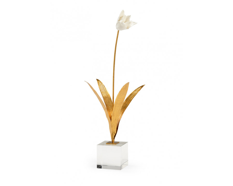 Chelsea House - Tulip In Stand in Antique Gold Leaf/White