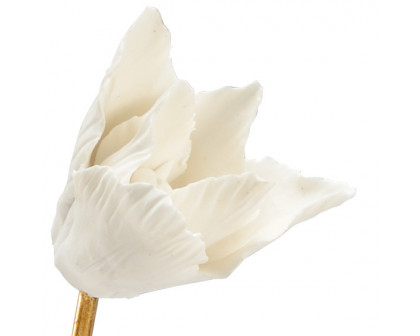 Chelsea House - Tulip In Stand in Antique Gold Leaf/White