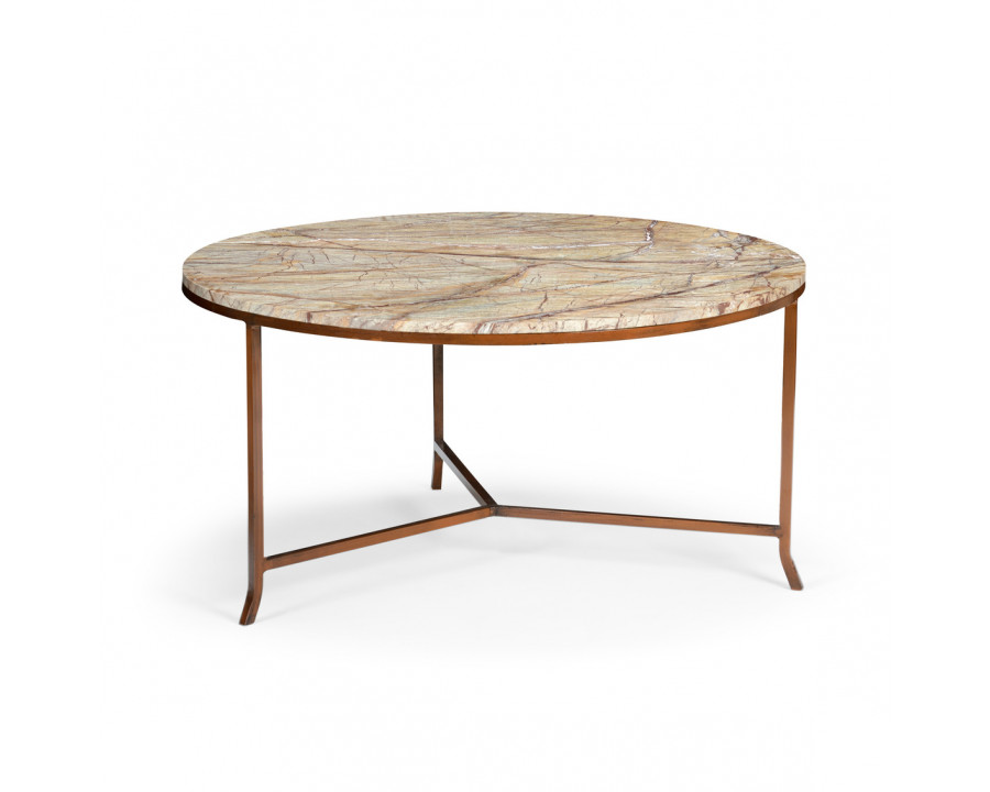 Chelsea House - Round Harvey Cocktail Table in Natural Tan/Rust