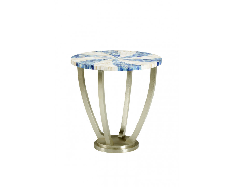 Chelsea House - Swirl Side Table in Cream/Blue, Wood/Bone