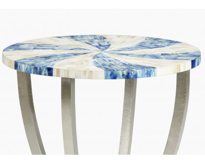 Chelsea House - Swirl Side Table in Cream/Blue, Wood/Bone