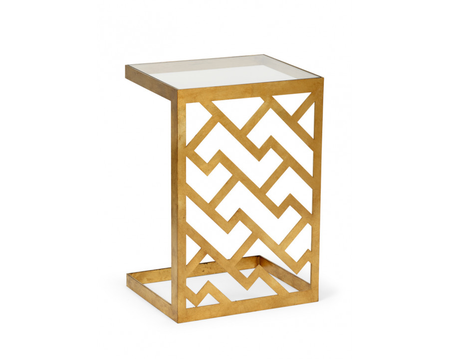 Chelsea House - Taormina Side Table in Antique Gold/Clear