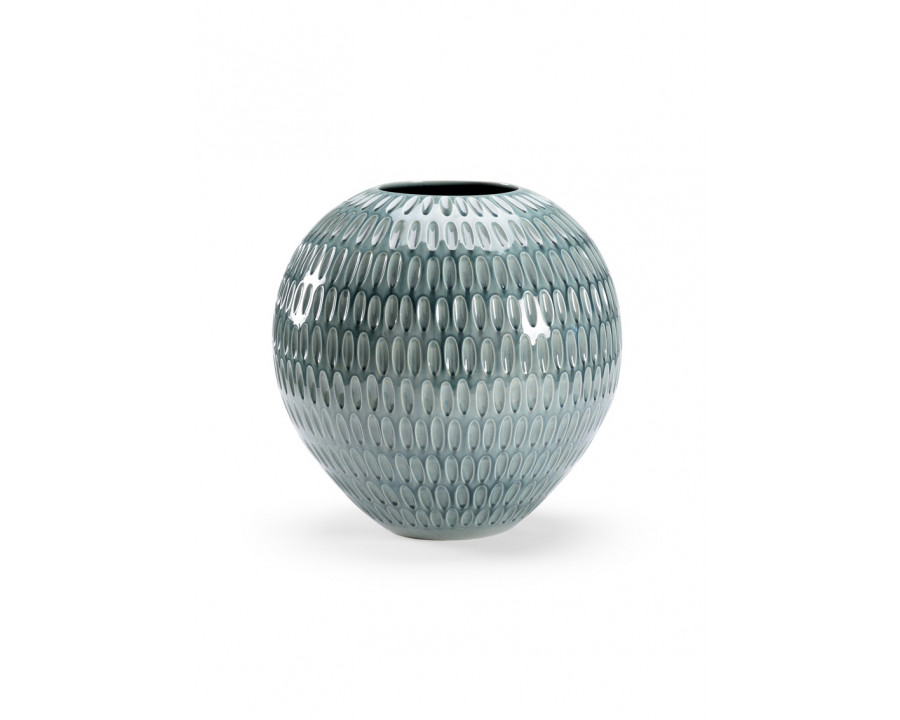 Chelsea House - Round Dimpled Vase in Sea Green