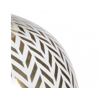 Chelsea House - Herringbone Coverd Urn in White/Metallic Gold