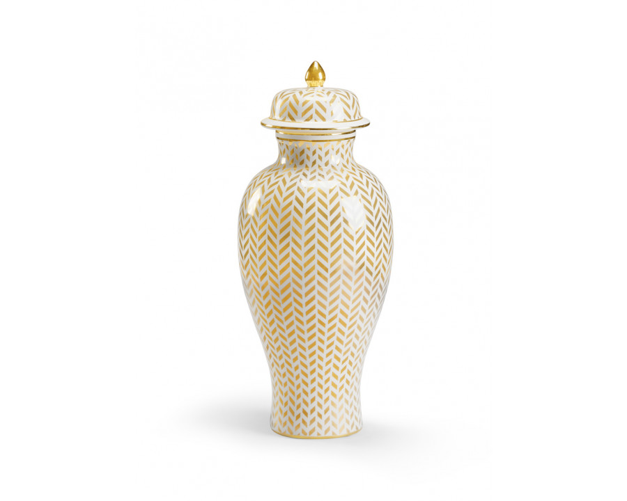 Chelsea House - Herringbone Vase in Cream/Metallic Gold