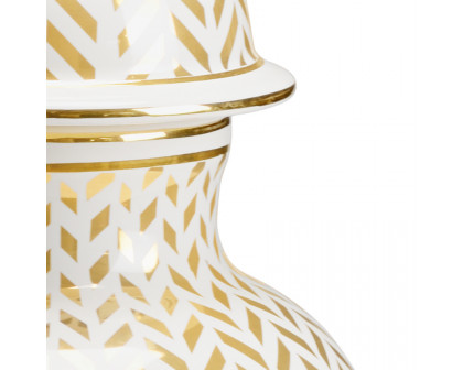 Chelsea House - Herringbone Vase in Cream/Metallic Gold