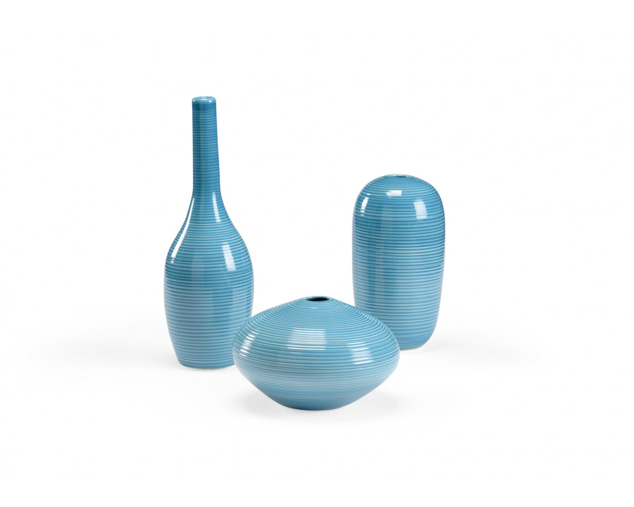 Chelsea House - Leon Vase Set (S3) in Ocean Blue