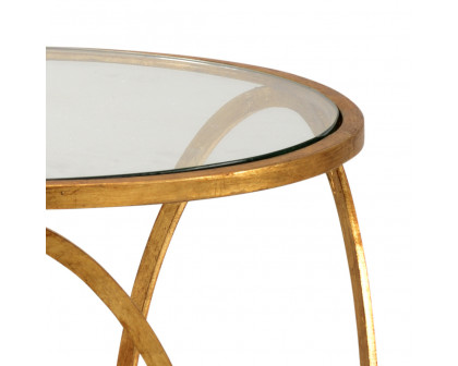 Chelsea House - Ring Side Table in Antique Gold Leaf/Clear