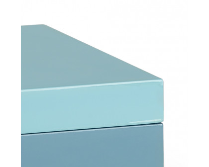 Chelsea House - Box Poufs with Gold Legs in Aqua Blue/Gray