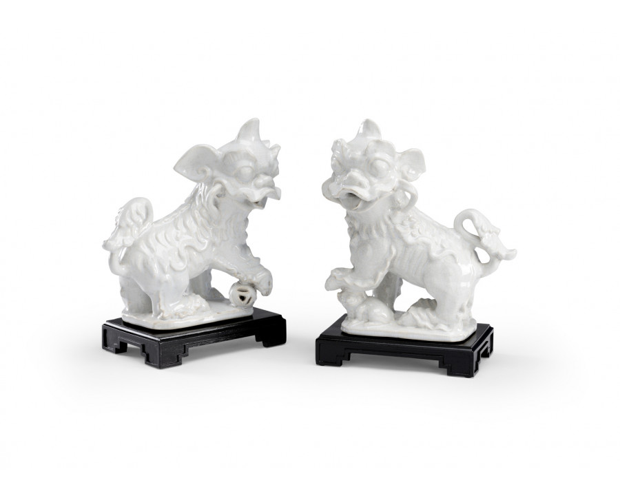 Chelsea House - Chinese Dogs (Pr) in White Crackle