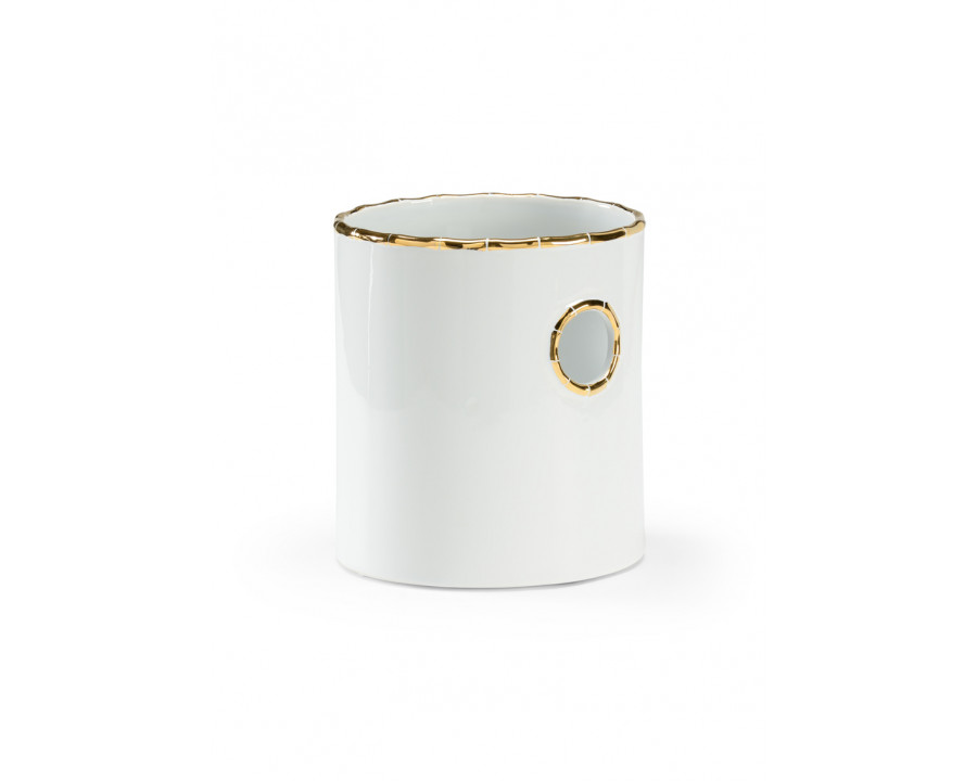 Chelsea House - Bamboo Cachepot in Metallic Gold/White