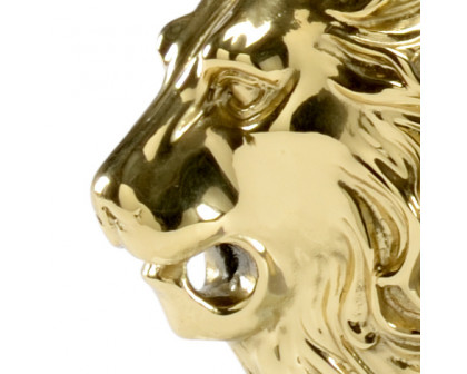 Chelsea House - Lion Head Bookends (Pr) in Clear/Polished Brass