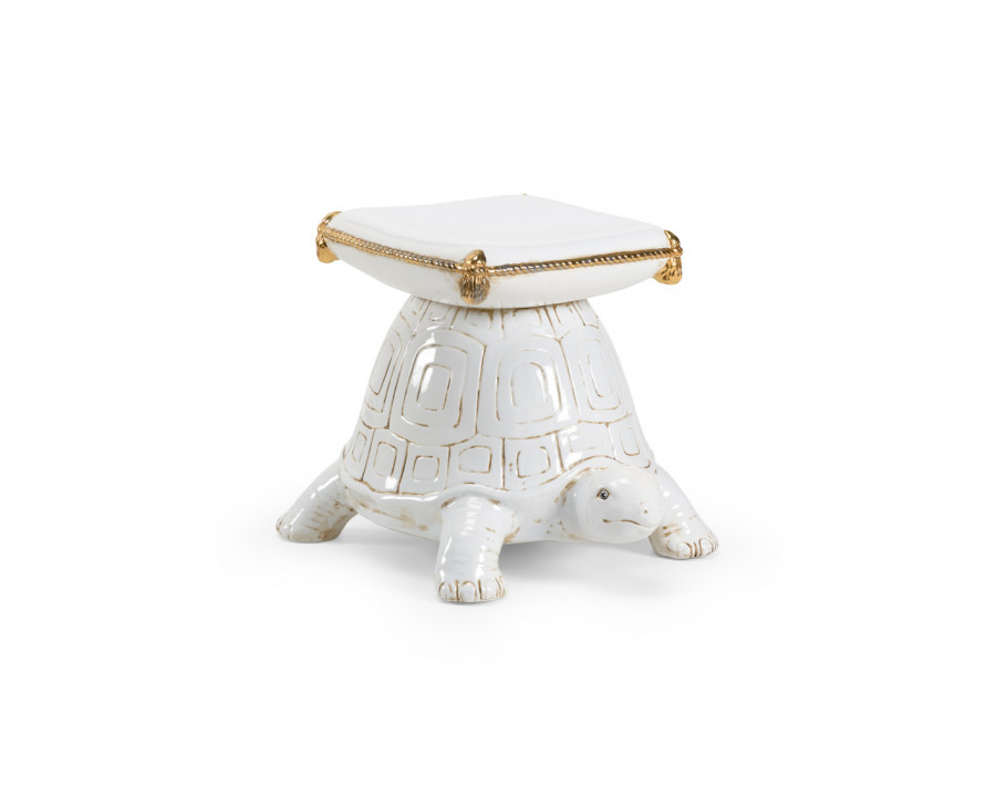 Chelsea House - Turtle Garden Seat in Antique White/Metallic Gold