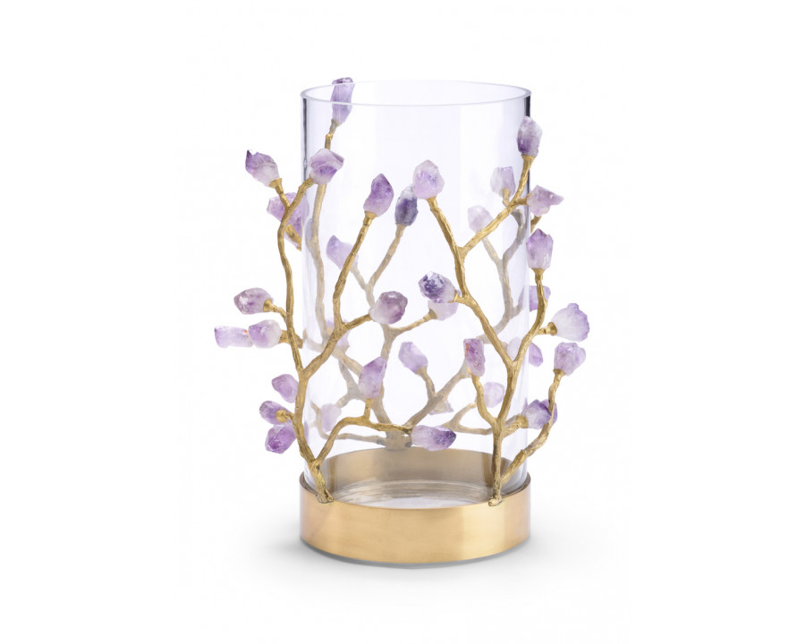 Chelsea House - Vase With Crystal in Clear/Natural Purple