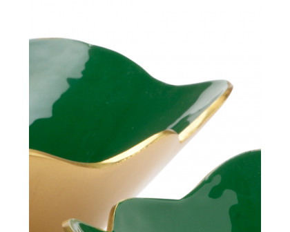 Chelsea House - Emerald Enameled Bowls (S3) in Emerald Green/Metallic Gold