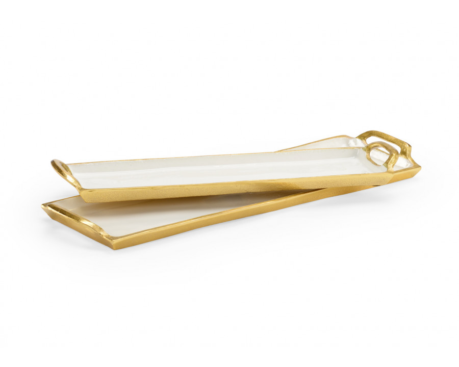 Chelsea House - White Enamel Trays (S2) in White/Metallic Gold