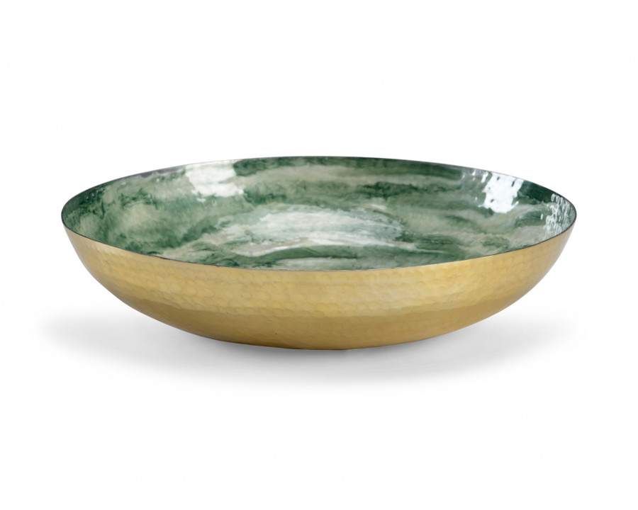 Chelsea House - Swirl Large Bowl in Green/White/Champagne