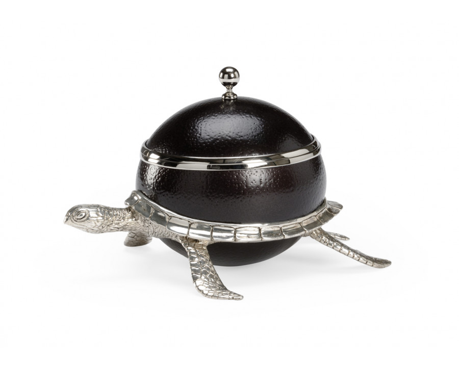 Chelsea House - Ostrich Shell Turtle Box in Silver Plated