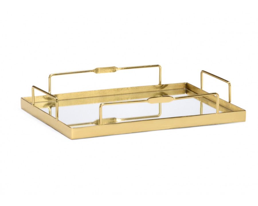 Chelsea House - Mirrored Tray in Antique Brass/Clear