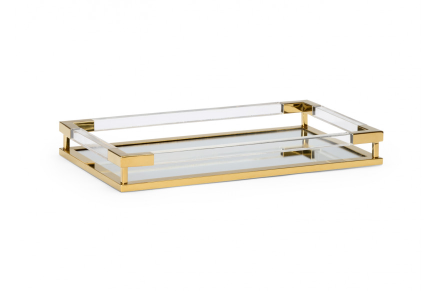 Chelsea House™ Acrylic Handle Tray - Clear/Antique Brass