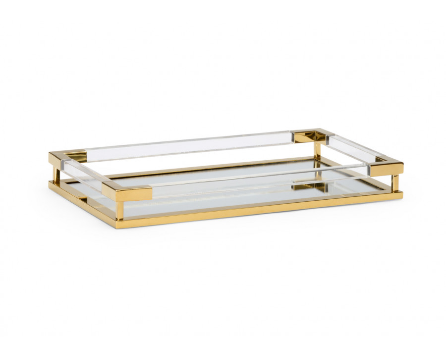 Chelsea House - Acrylic Handle Tray in Clear/Antique Brass