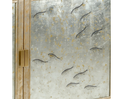 Chelsea House - Chinoiserie Cabinet Fish in Walnut/Silver Leaf