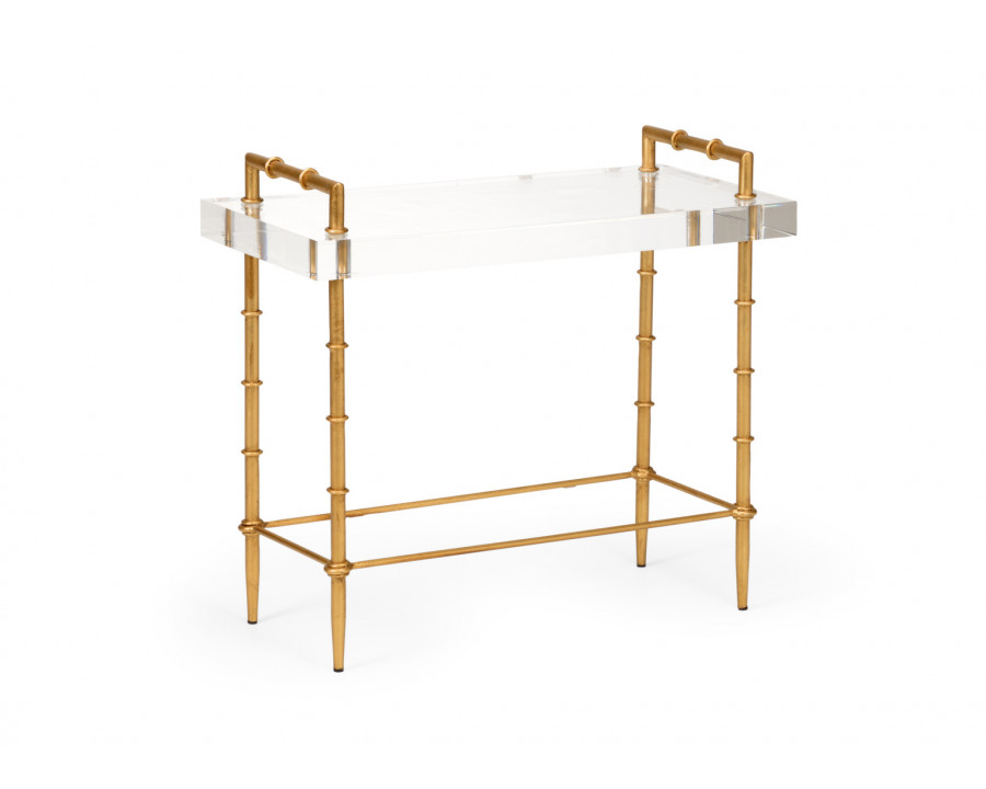 Chelsea House - Acrylic Bamboo Side Table in Antique Gold Leaf/Clear