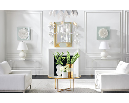 Chelsea House - Acrylic Waterfall Console in Clear/Antique Brass