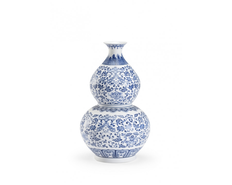 Chelsea House - Kofun Gourd Vase in White/Blue/Matte