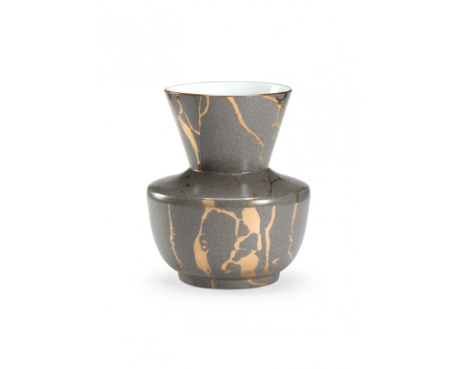 Chelsea House - Skin Vase in Grays Decal/Metallic Gold