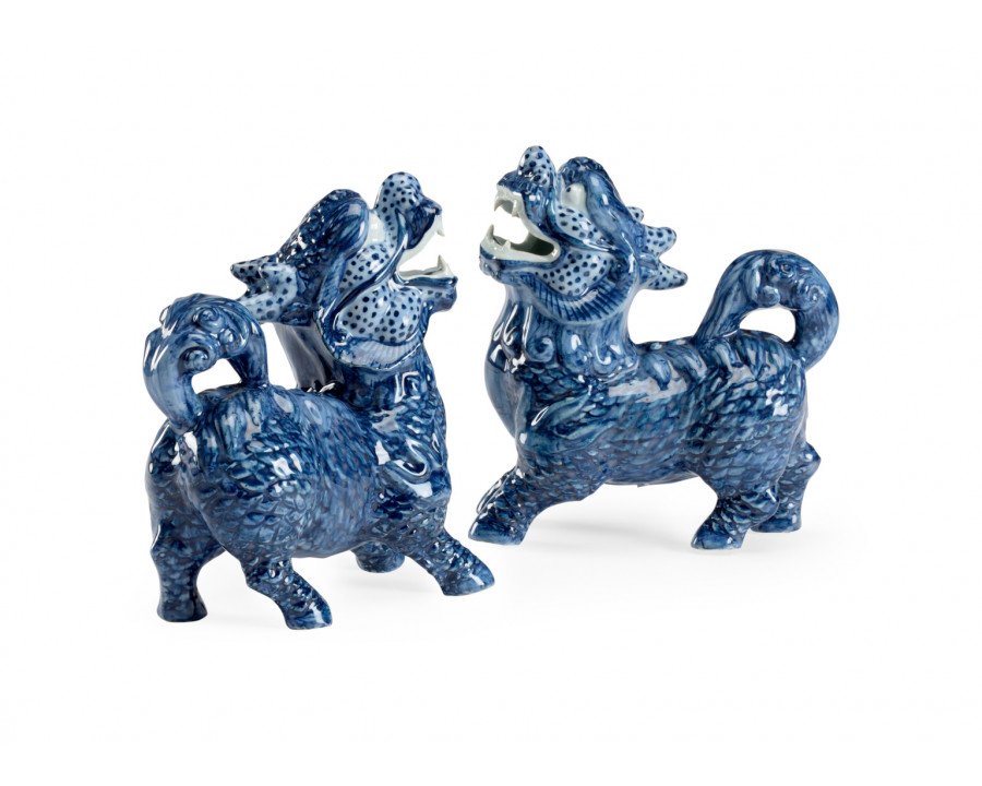 Chelsea House - Foo Dogs (Pr) in Blue/White