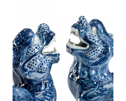 Chelsea House - Foo Dogs (Pr) in Blue/White