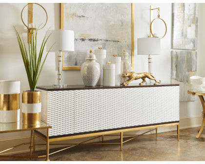 Chelsea House - Bamboo Canisters (S3) in White/Metallic Gold