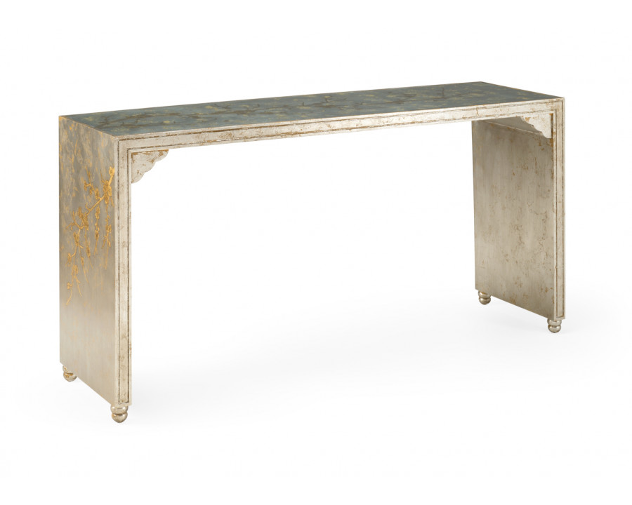 Chelsea House - Cherry Blossom Console in Antique Silver Leaf/Clear