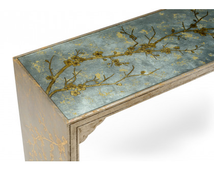 Chelsea House - Cherry Blossom Console in Antique Silver Leaf/Clear