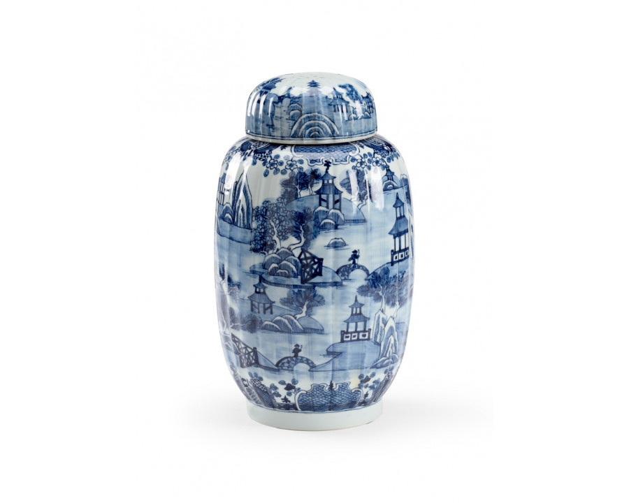 Chelsea House - Lidded Spencer Vase in Blue/White