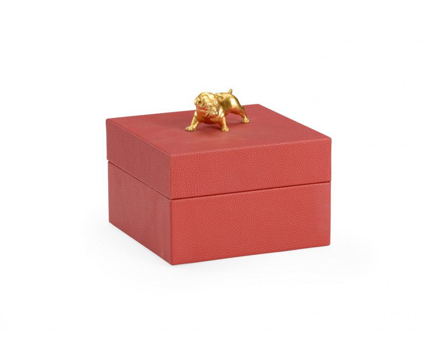 Chelsea House - Bulldog Box in Dark Red/Metallic Gold