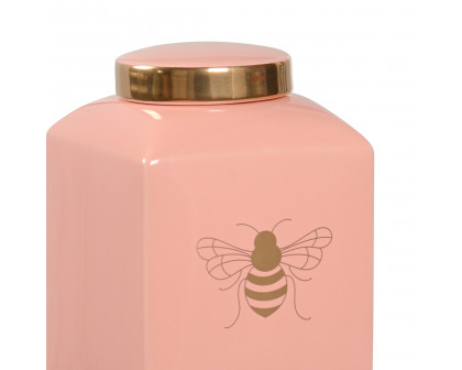 Chelsea House Bee Kind Ginger Jar - Coral