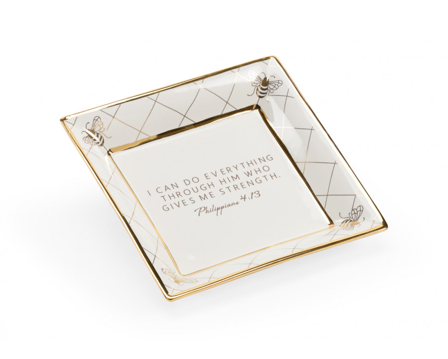 Chelsea House Square Bee Verse Plate - White