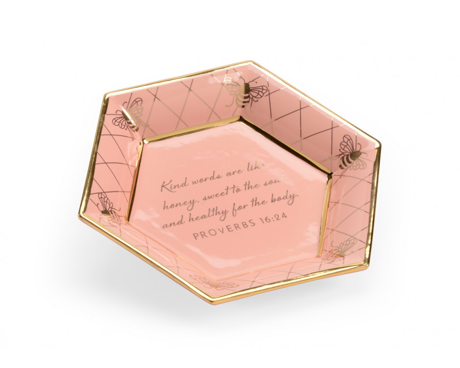 Chelsea House Honeycomb Bee Verse Plate - Coral