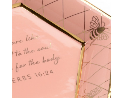 Chelsea House Honeycomb Bee Verse Plate - Coral