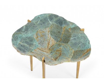 Chelsea House - Philippine Malachite Table in Antique Gold/Natural Green