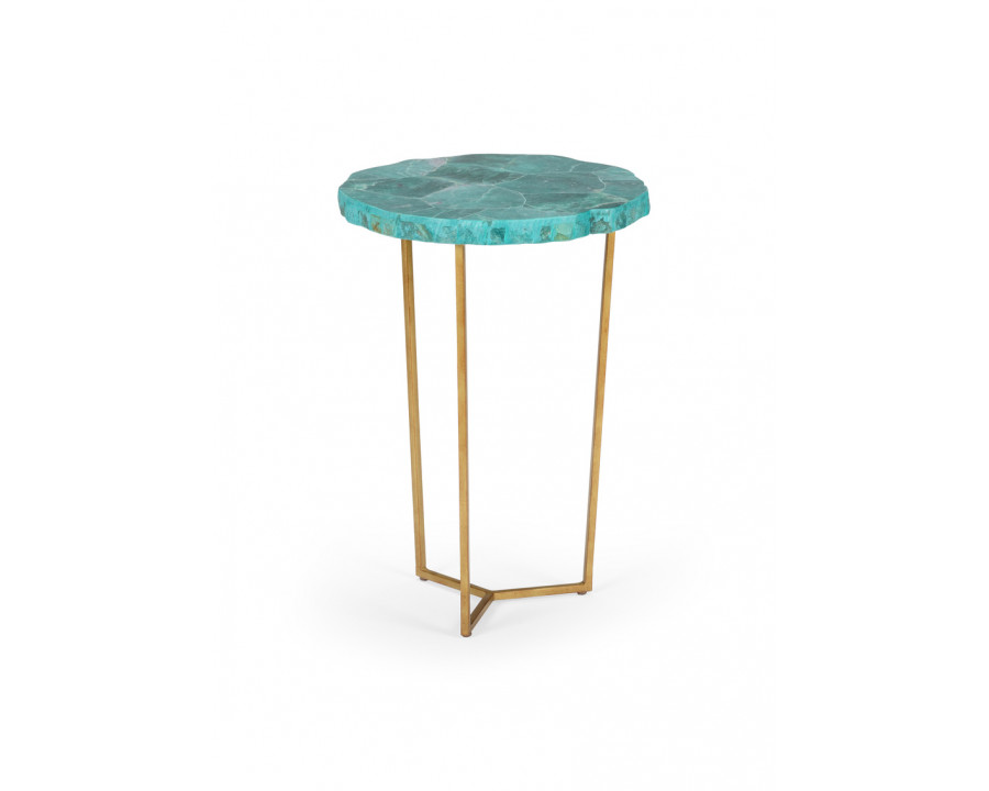 Chelsea House - Jade Accent Table in Antique Gold/Natural Green