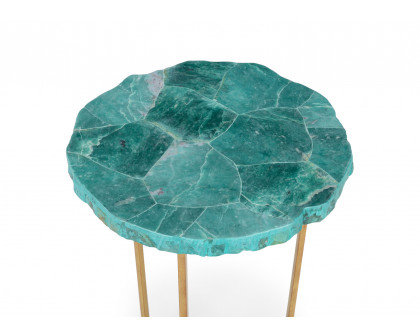 Chelsea House - Jade Accent Table in Antique Gold/Natural Green