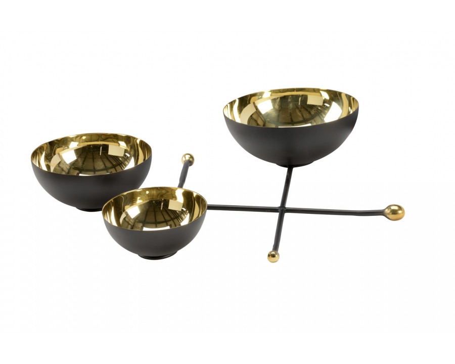 Chelsea House - Triple Cluster Bowls in Polished/Black