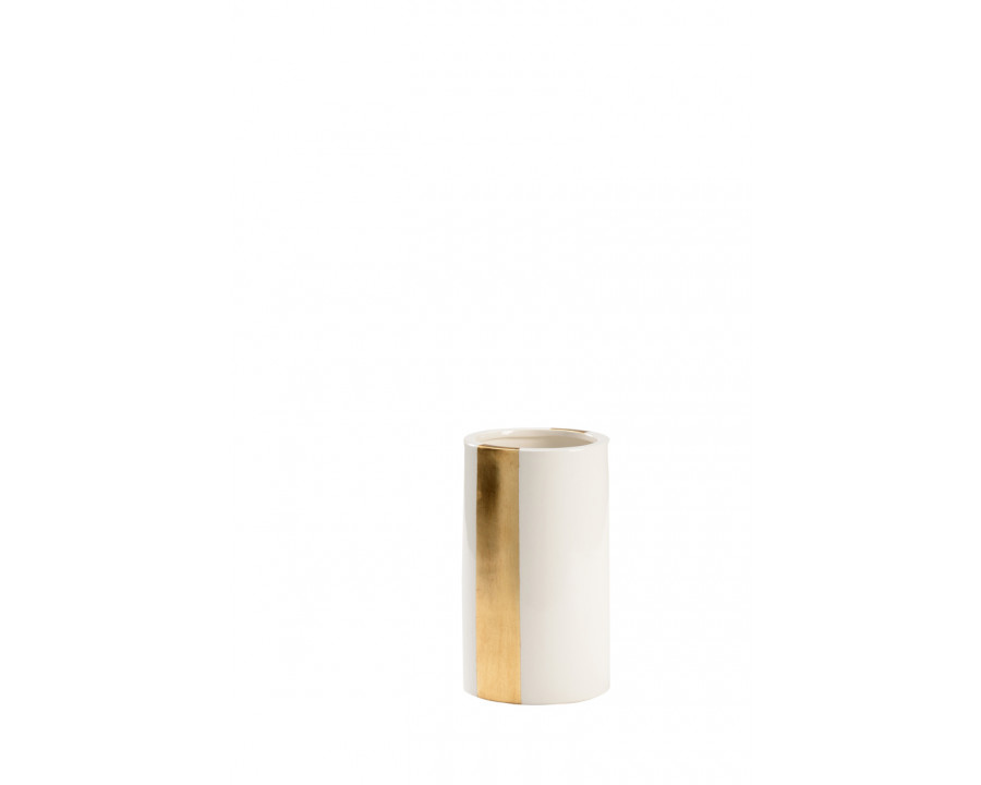 Chelsea House - Banded Vase in White/Gold, Ceramic