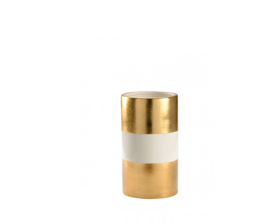 Chelsea House Banded Vase - Gold/White, Medium