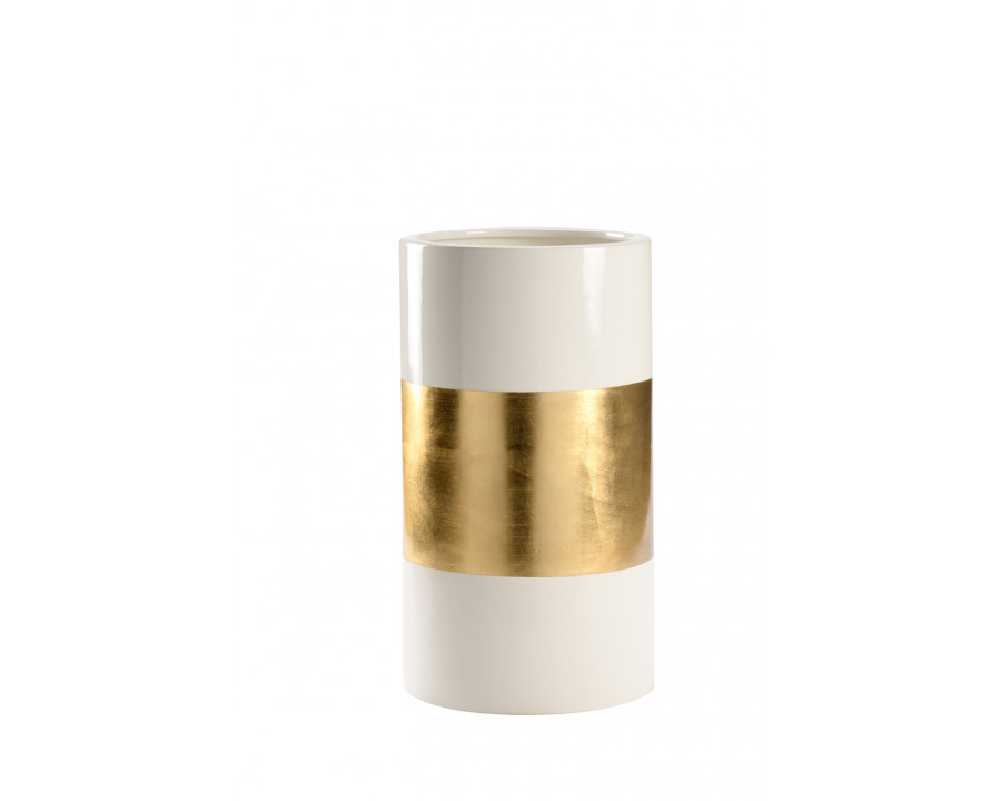 Chelsea House Banded Vase - White/Gold, Large