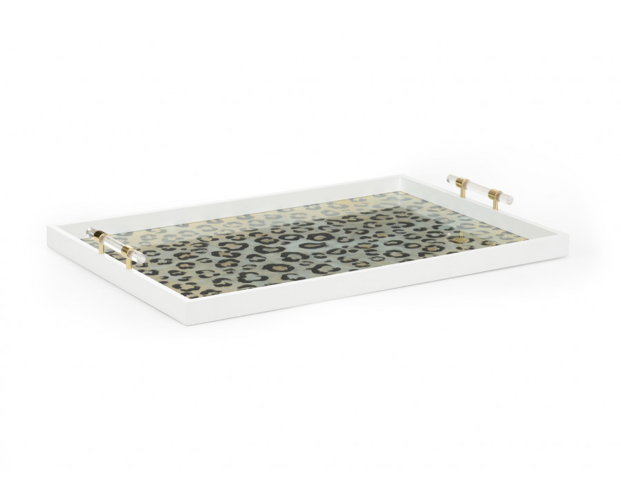 Chelsea House - Leopard Patterned Tray in White/Leopard